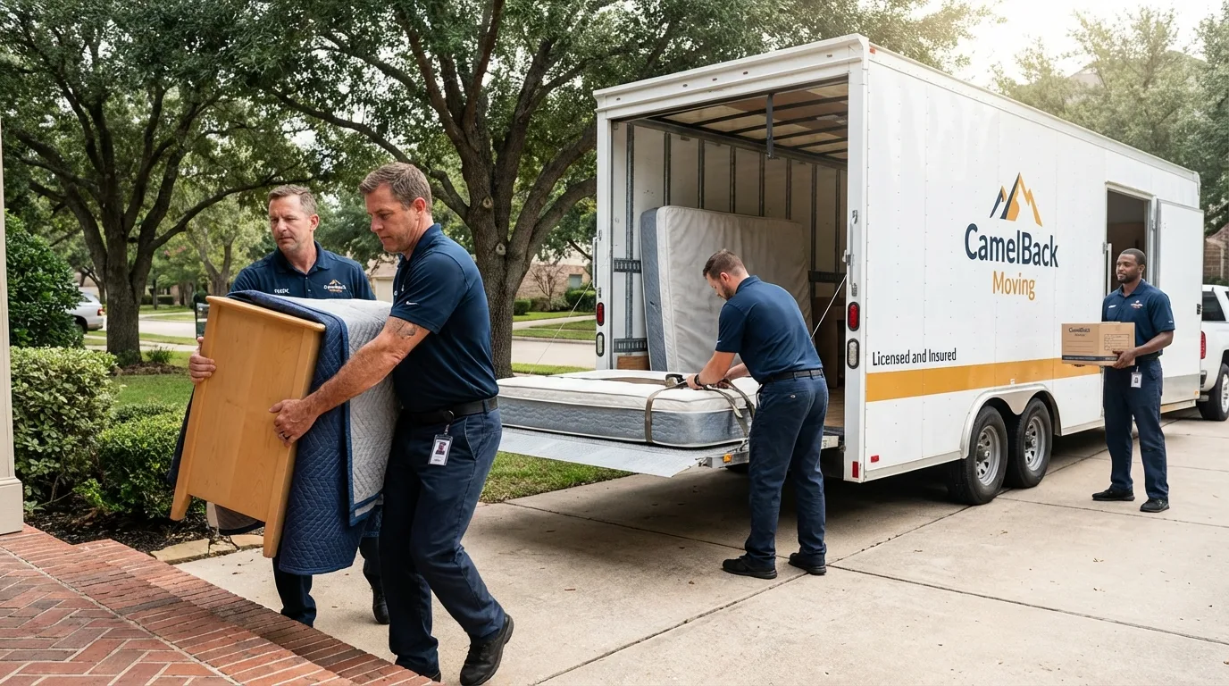 Crew loading residential truck for cross-state move from Central City, KY